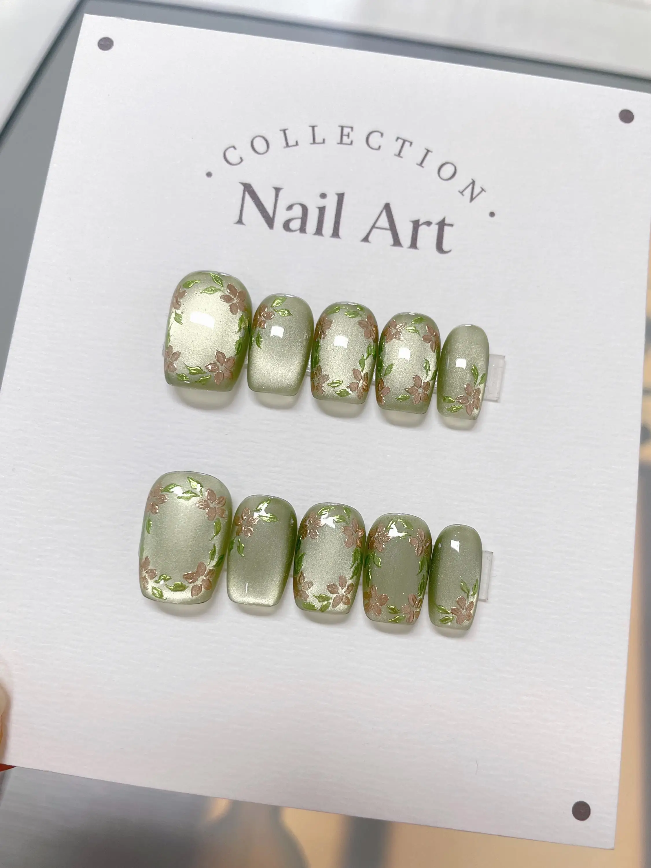 

Spring flower custom press-on nails, hand-painted false nails, cute fancy nails, reusable high quality nails