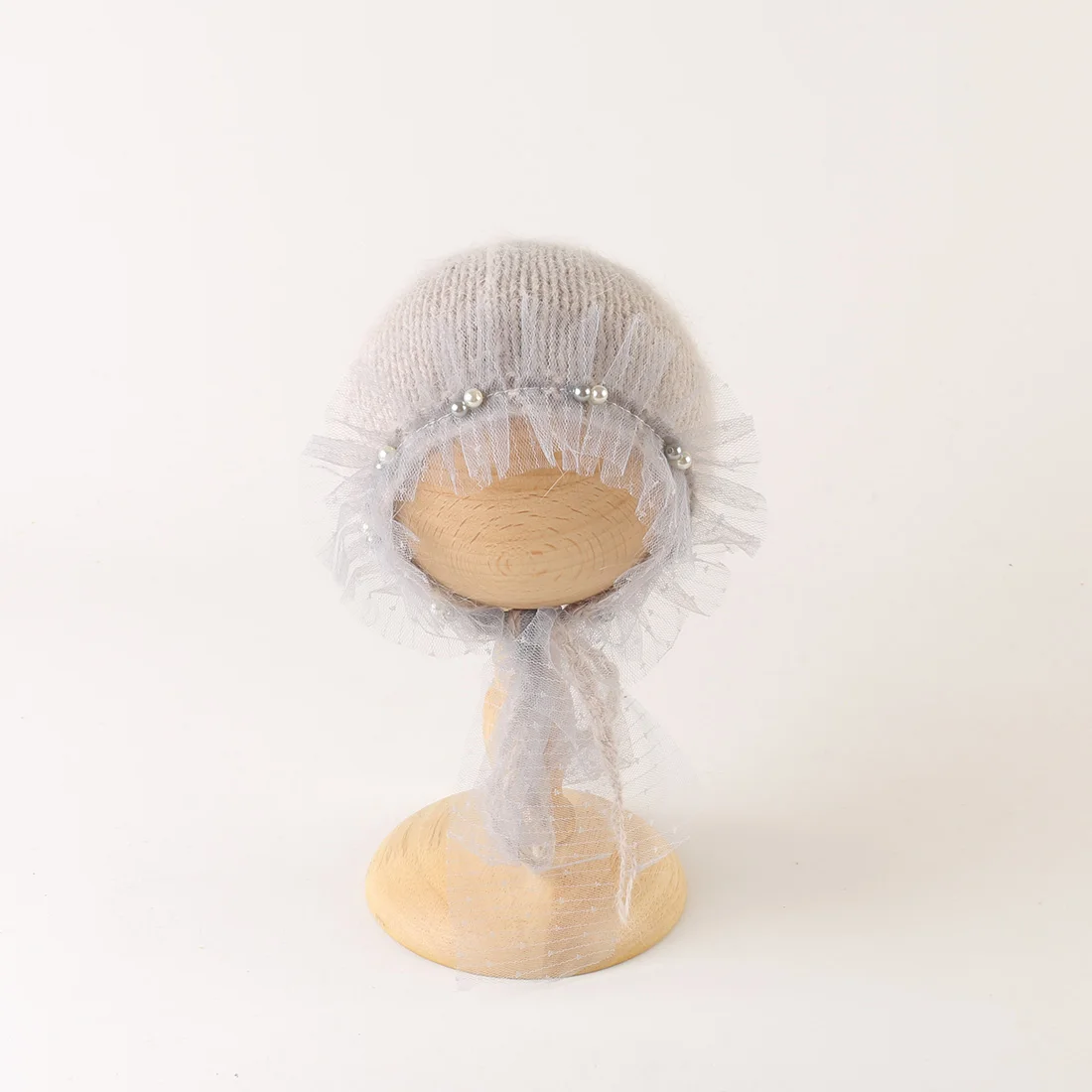 Vintage Newborn Knitted Stretch Fuzzy Rabbit Bonnet Photography Props Crochet Mohair Weaving Flowers Pattern Photo Shoot