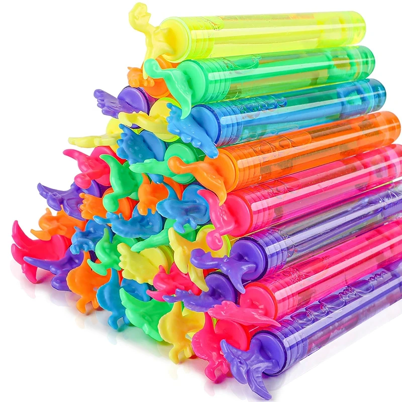 12/24PCS Colorful Dinosaur Bubble Tube Soap Bubble Empty Bottle Toys for Kids Birthday Party Favors Guest Gifts Goodie Fillers