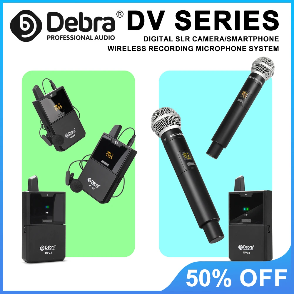 

DV UHF беспроводной петличный/ручной микрофон с многоканальной регулировкой для DSLR, записи живого интервью и конференций