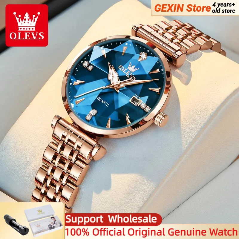 Olevs Luxe Vrouwen Horloge Topmerk Mode Waterdicht Rvs Diamant Dames Quartz Polshorloge Montre Femme Mooi