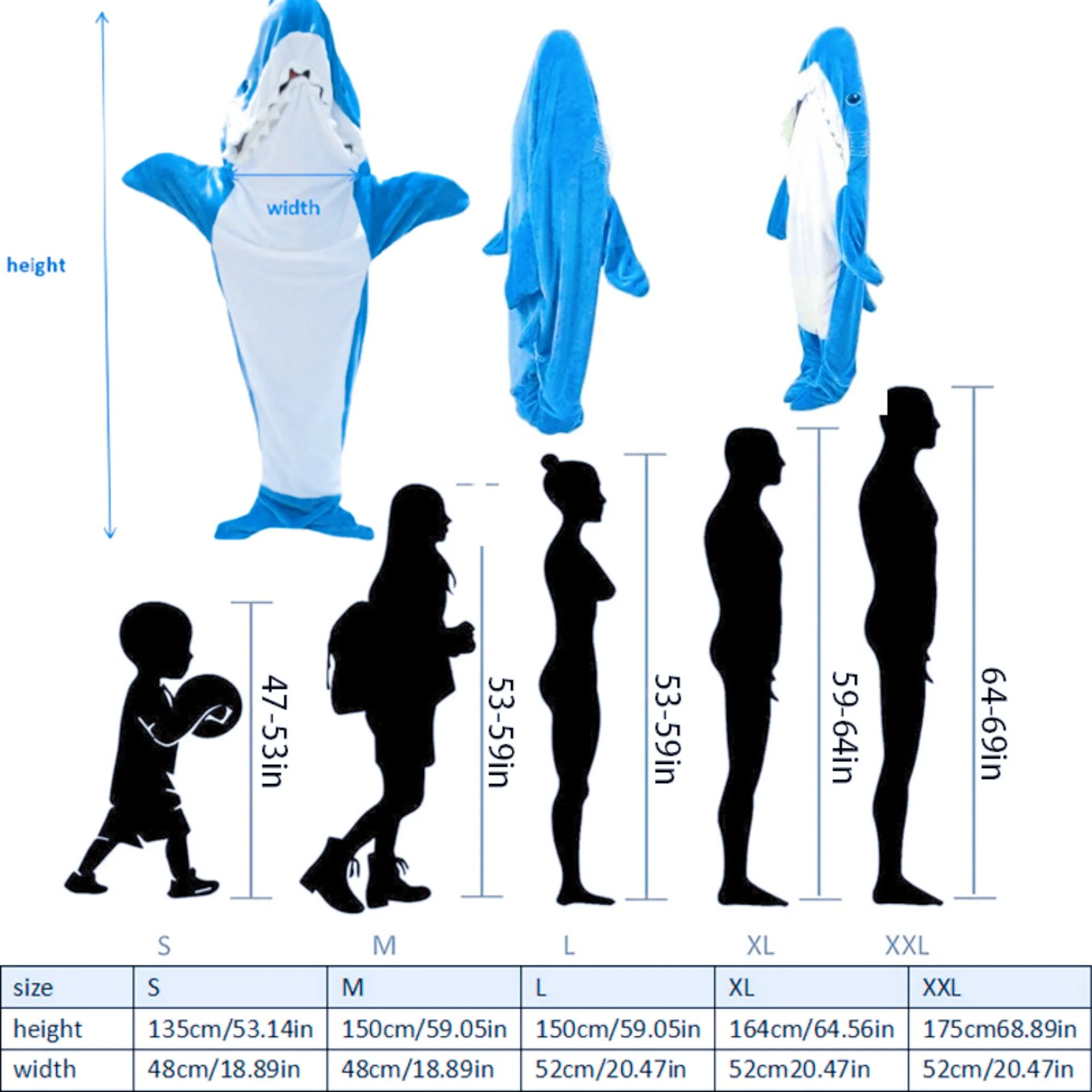 Shark Blanket Hoodie Onesie, Shark Onesie Adult, Shark Sleeping Bag for Kid Facecloth Shark Pajamas Shark Cosplay Cute Shark 6
