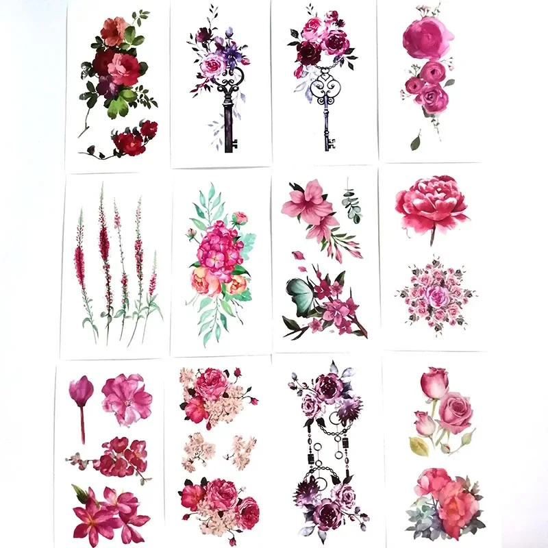 

Flowers Temporary Tattoo Sticker Fake Tattoos Hand Face Foot Arm Body Art For Men Women 10pcs