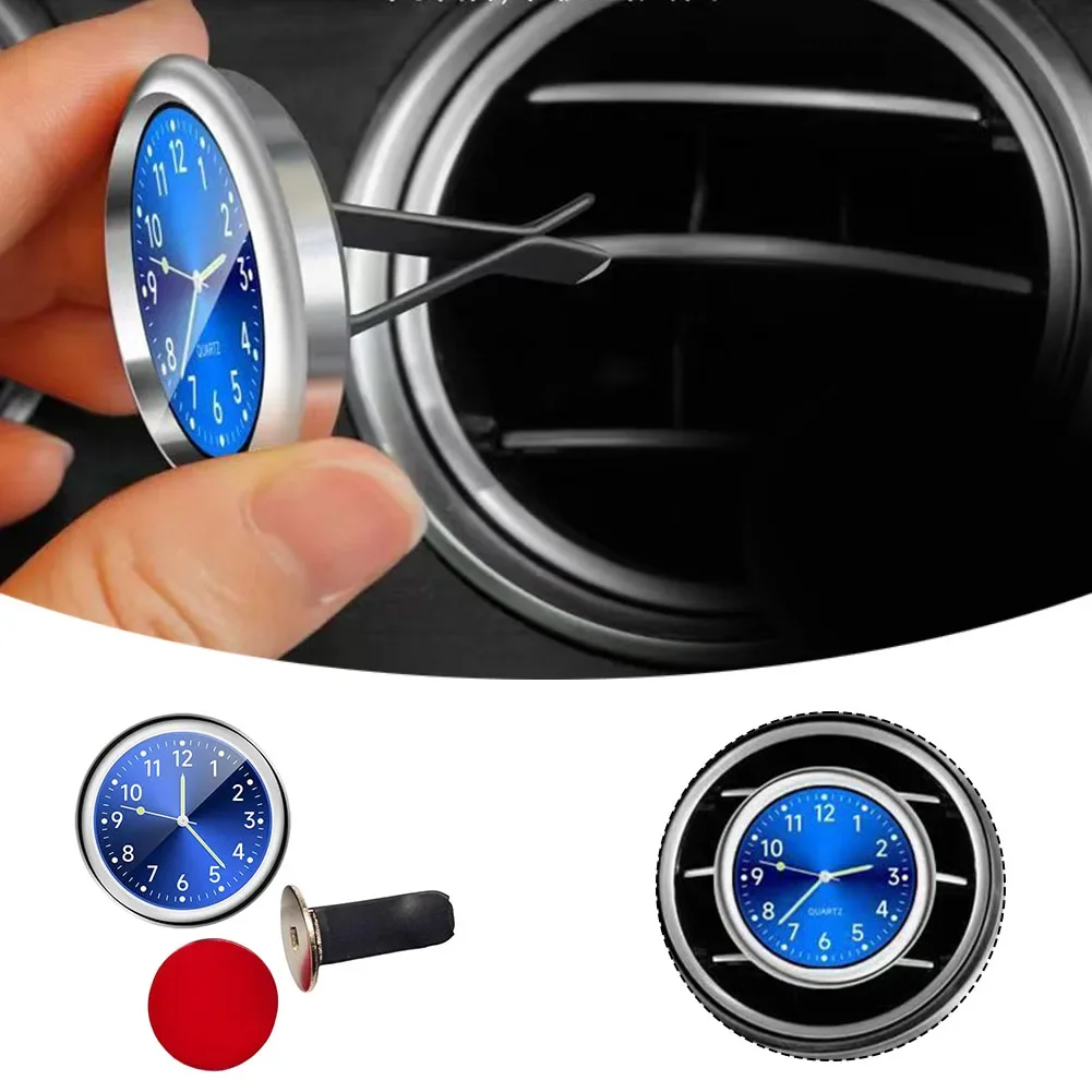 Car Decoration Blue Car Dashboard Clock Practical Car Decor Accessory Dashboard Clock Night Visibility Feature Small Size 40mm