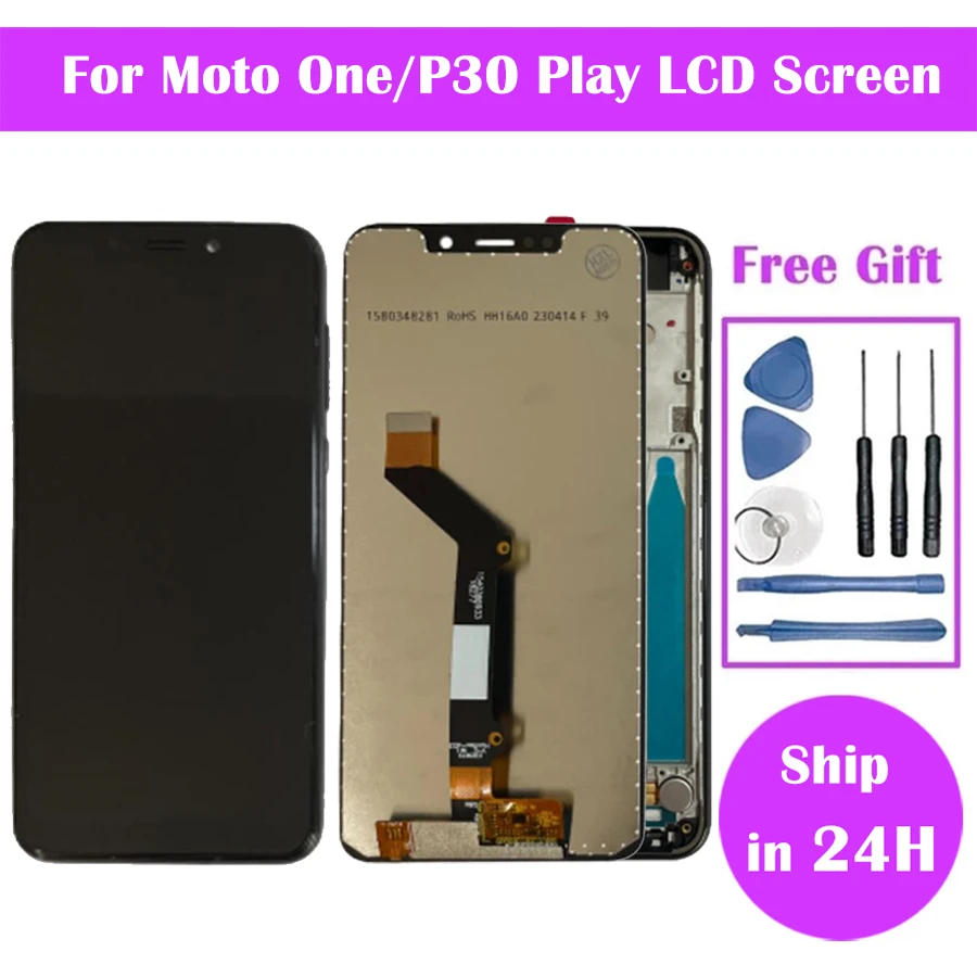 5.9\'\' For Motorola Moto One P30 Play LCD XT1941-1 XT1941-3 XT1941-4 XT1941--5 LCD Display With Touch Screen Assembly + Frame