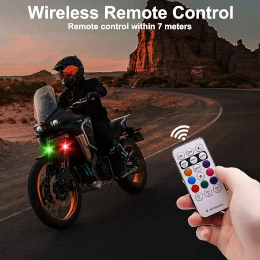 4PCS Wirel LED Strobe Lights with Remote Control 8 Colors USB Charing Waterproof AntiCollision Led Emergency Warning Lights for