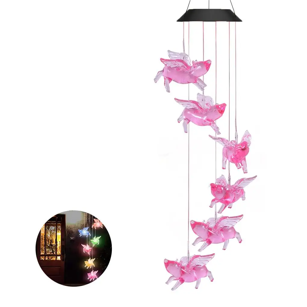 Imagem -04 - Flying Pig Led Wind Chime Lâmpada Impermeável Long Endurance Paisagem Decorativa Decoração Automática Casa Relvado Quarto