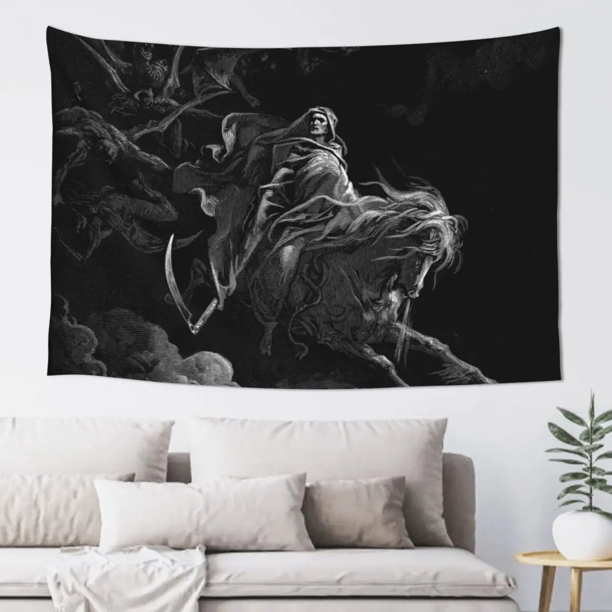 Gustave Dore Death on the Pale Horse Tapestry Decorative Wall Wall Decorations Tapestry