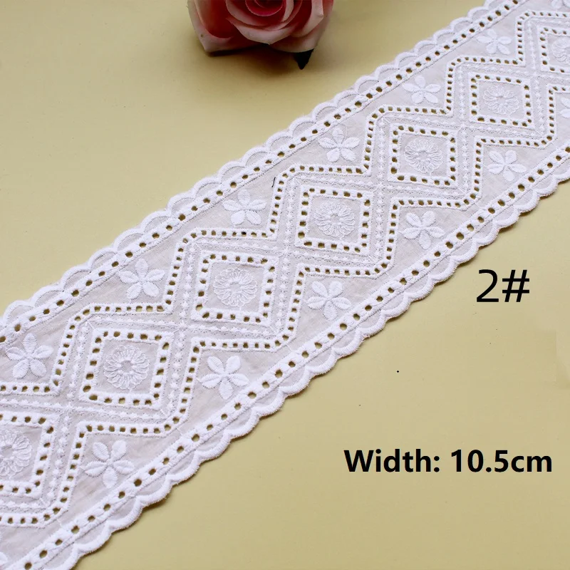 Handmade Floral Embroidery Lace Accessories, Exquisite Retro Cotton Fabric, Off White, 2Yard per Lot