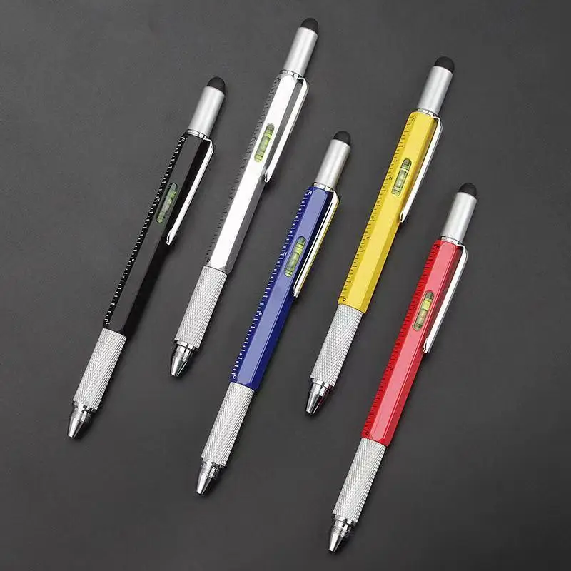 7 in1 Multifunction Ballpoint Pen with Modern Handheld Tool Measure Technical Ruler Screwdriver Touch Screen Stylus Spirit Level