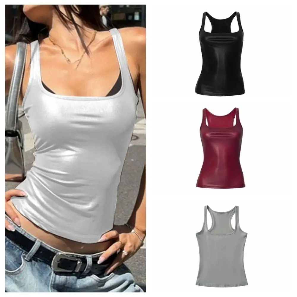

Square Neck Jeongyeon Slim Crop Top Sweet Summer Girl's Vest Top Bottoming Shirt Spice Girls Style Glossy Sensation Camisole