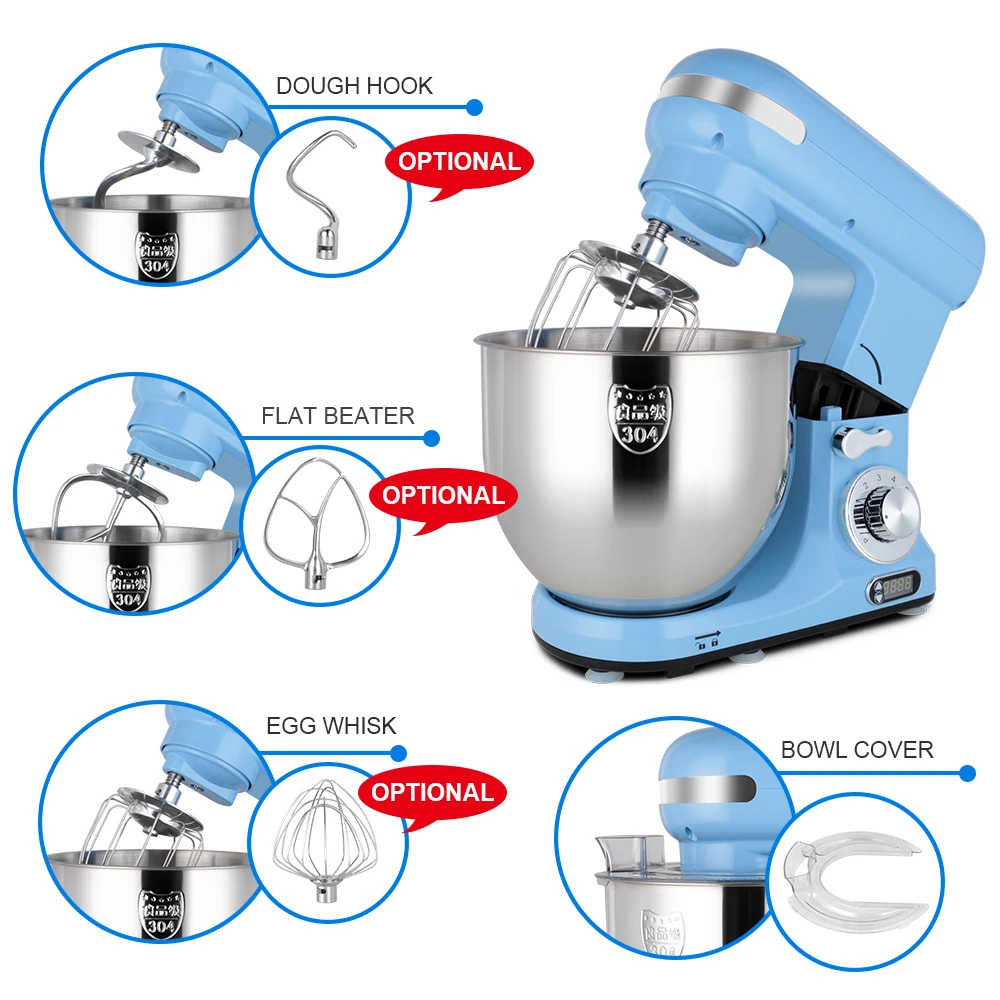 Hot Sale  Duty  Stand Mixer 6QT 600W Dough Baking Mixer Machine Food  Home Kitchen Appliance Cake Aid Planetary  Food Mixers