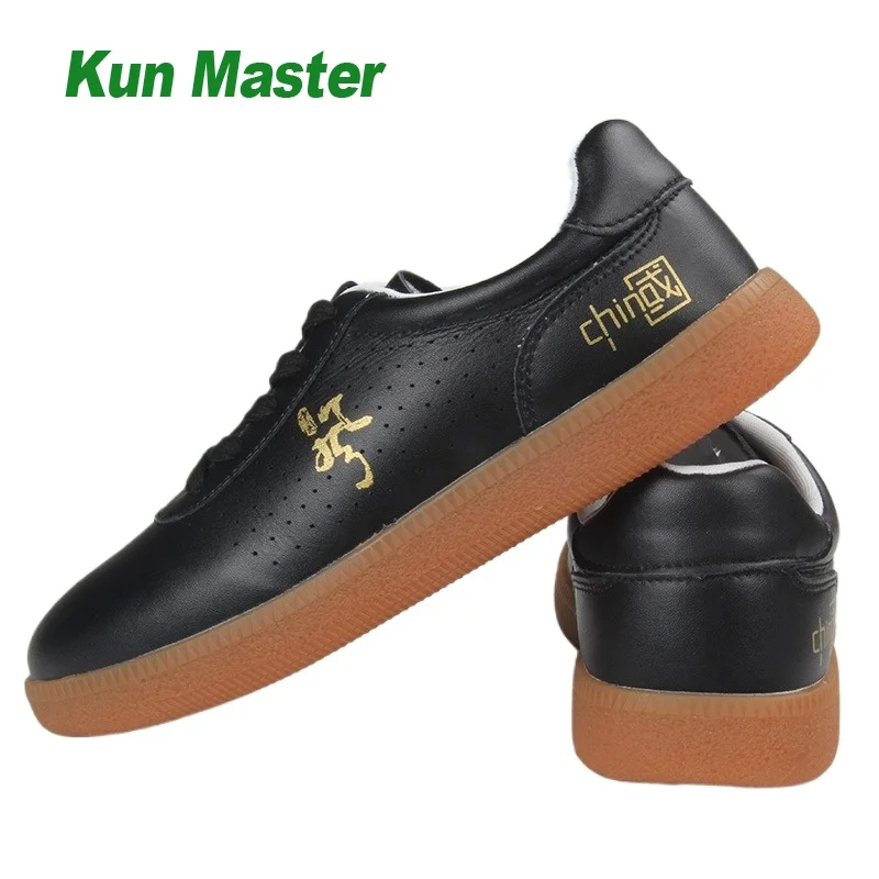 أحذية تاي تشي فنون الدفاع عن النفس جلد طبيعي قسط جلد البقر خفيفة الوزن عدم الانزلاق أحذية الووشو مريحة Taiji ممارسة الأحذية