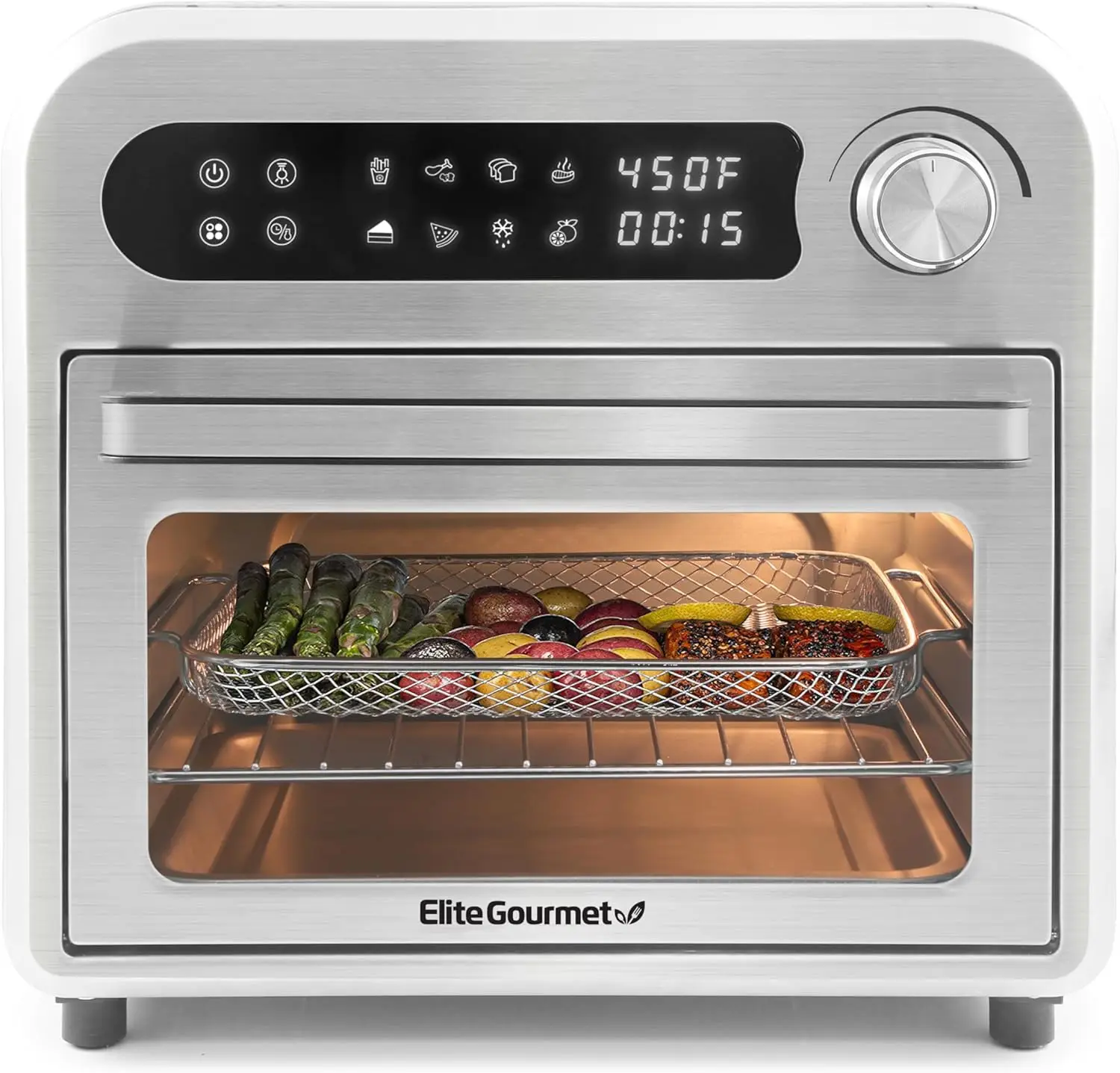 

10L Programmable Air Fryer Convection Oven, 8 Menu Settings, Temp & Timer Controls, Bake Toast Broil Air Fry, 1500W, Steel