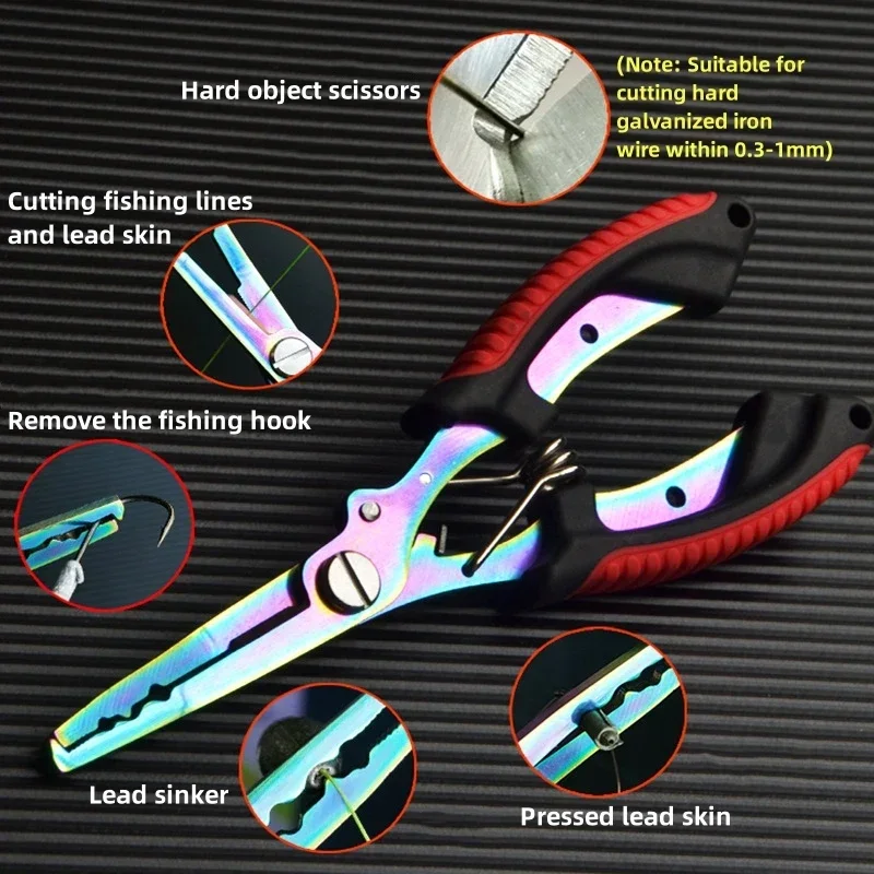 Stainless Steel Multi-functional Fishing Line Pliers, Fishing Tackle, Anti-Slip, High-Strength, Tied Hooks, Angling Scissors