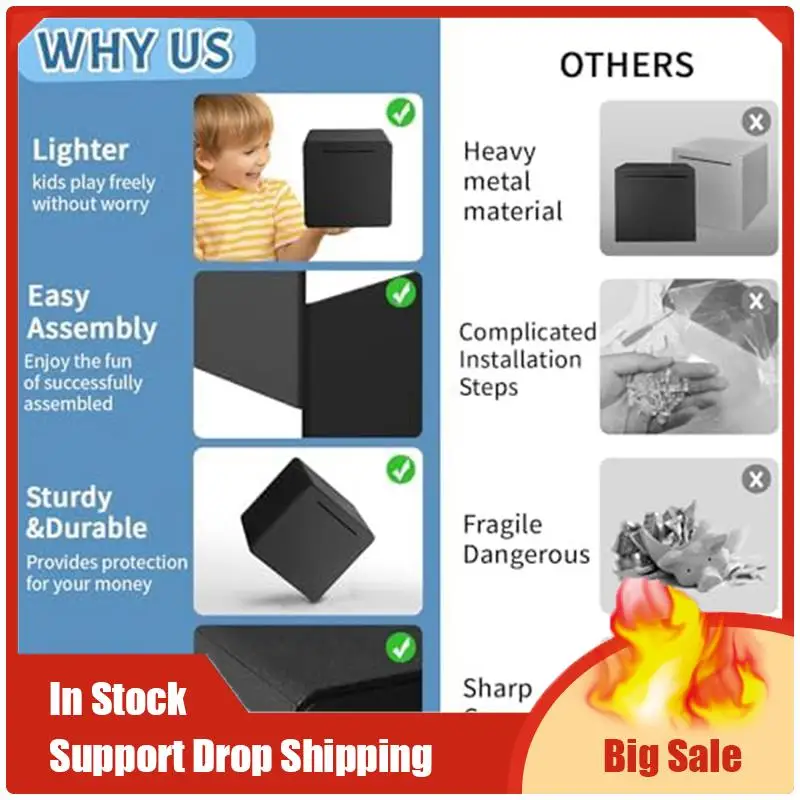 Лучшие предложения Копилка для взрослых, только копилка из нержавеющей стали может быть входит и выходит, неоткрываемая копилка, черная