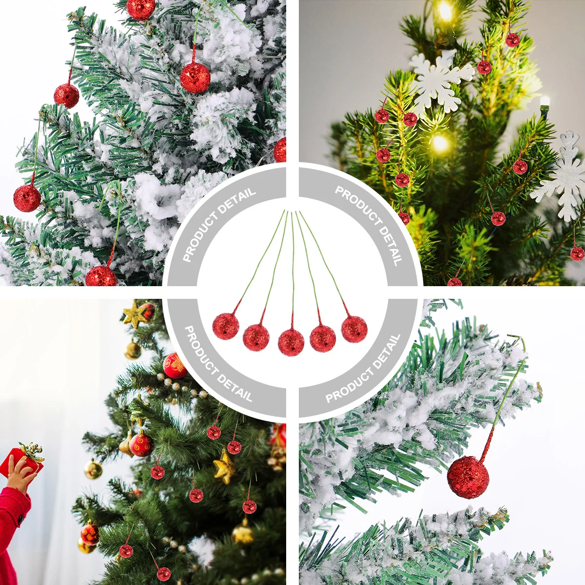 

50 Pcs Berries Berry Decoration Glitter Powder Christmas Tree DIY Photo Props Red
