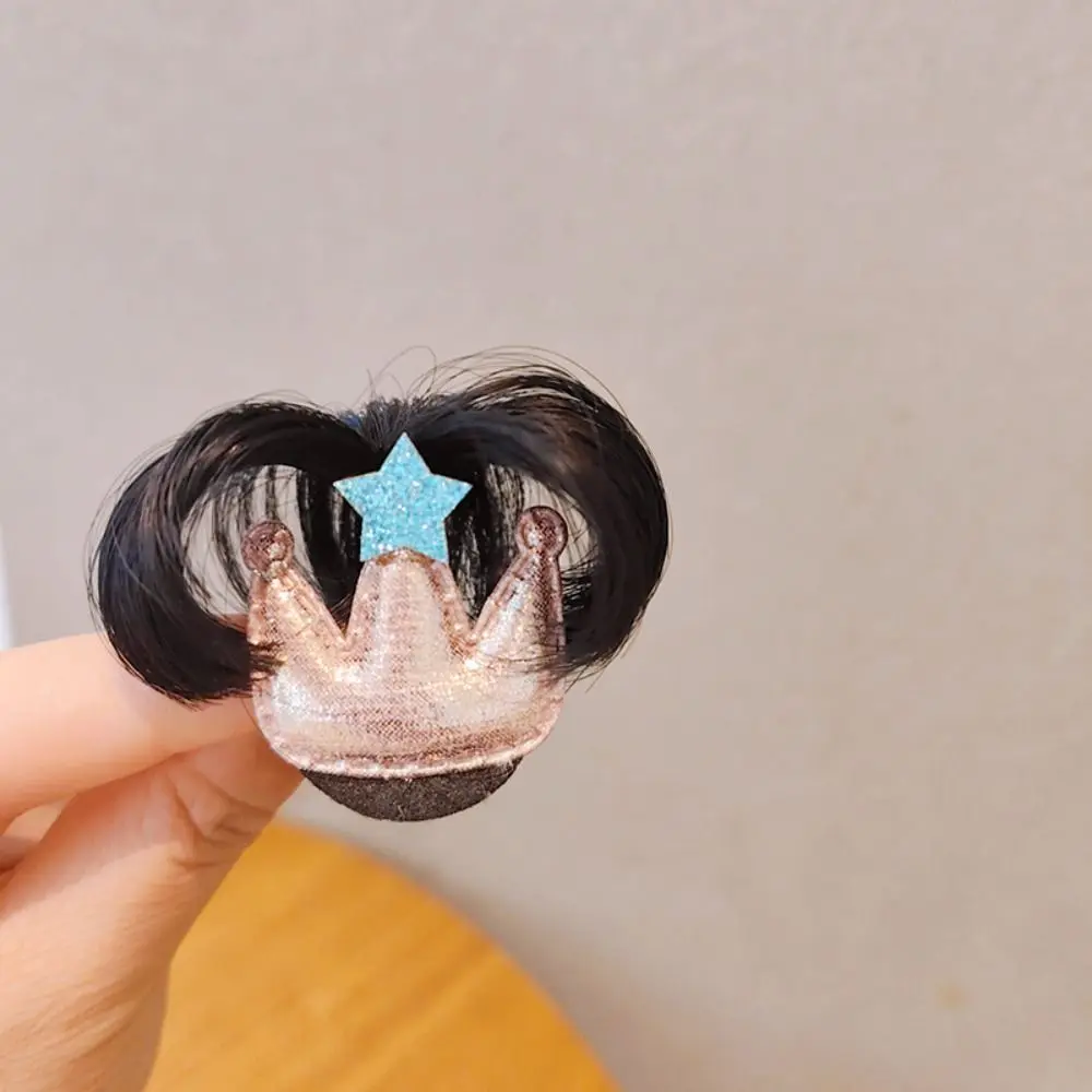 Baby Girl Hair Clip with Wig Bow Tie Head Decor Cute Kawaii Children Hair Wig Clip Hair Clip Wig Headgear for 0-36 Months Kids