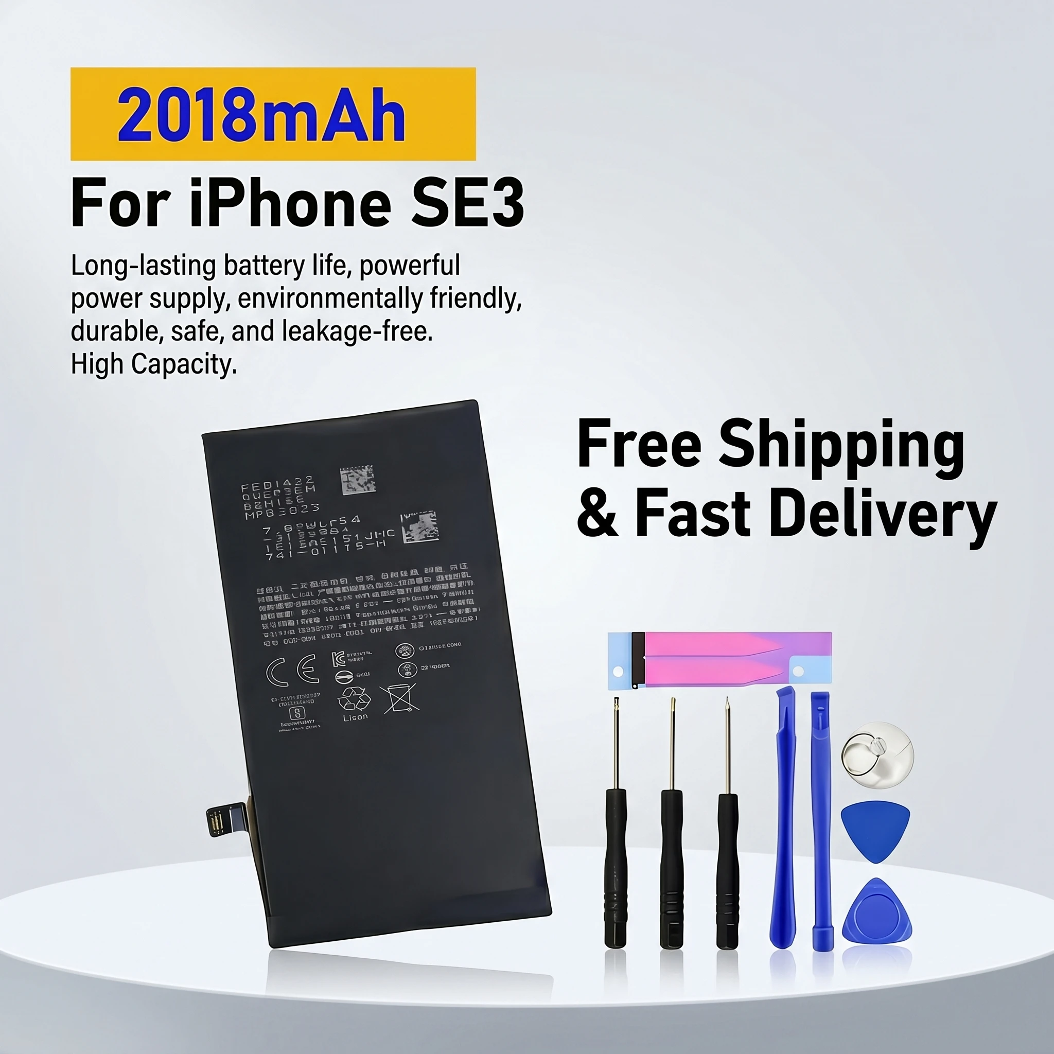 Replacement Battery For iPhone SE 1st 2nd 3rd Gen 2020 2022 1624mAh 1821mAh 2018mAh Phone Batteries + Repair Tools