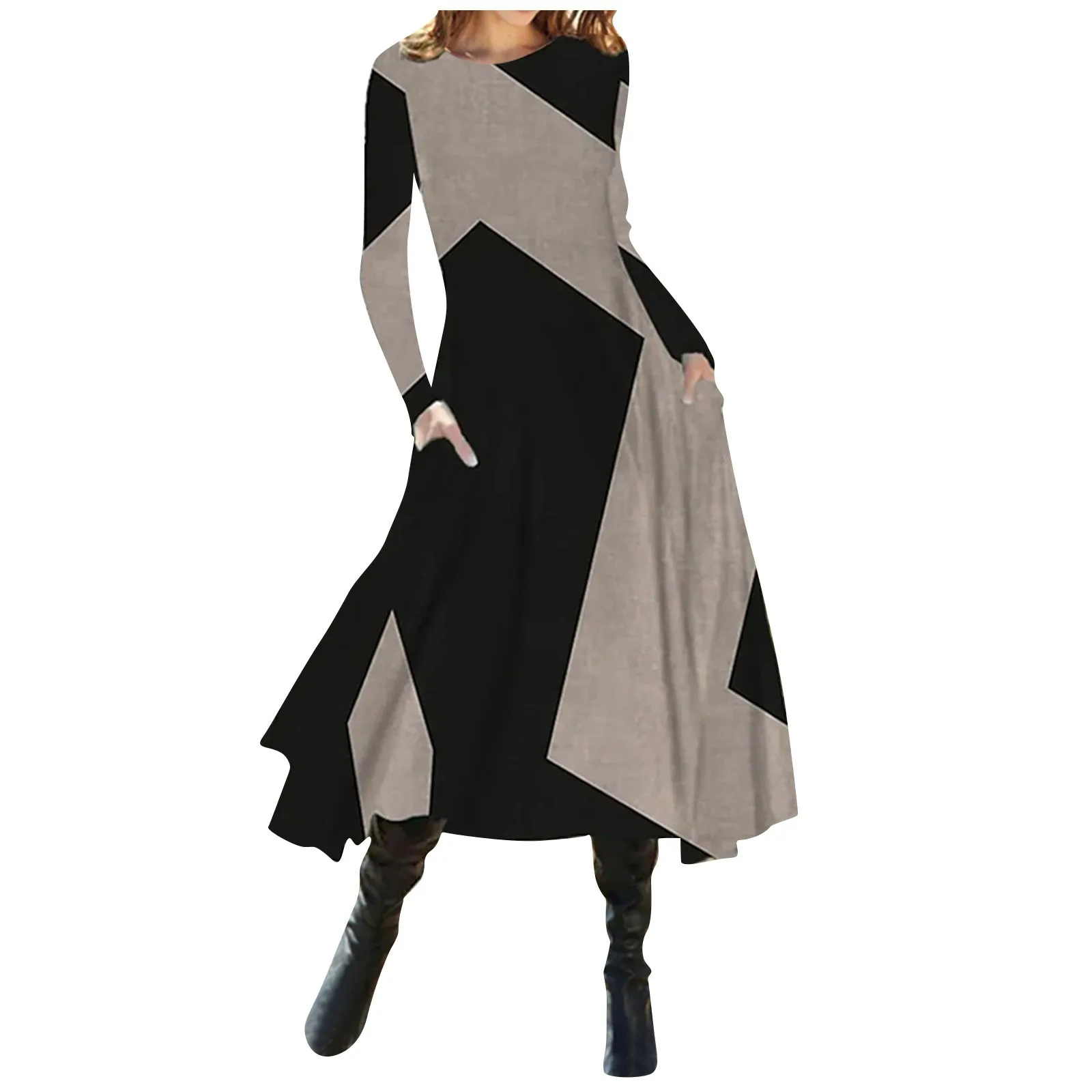 Elegant Women Long Dress V-Neck A-Line Dress Spring Autumn Vintage Cotton Long Sleeves Party Dresses Lady Casual Loose Vestidos