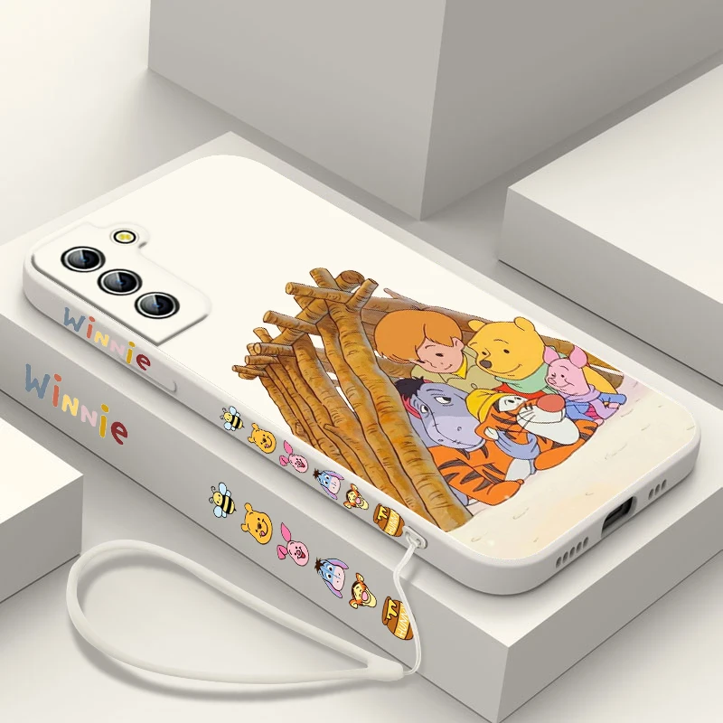 Winnie the Pooh Ferkel niedlichen Handy hülle für Samsung Galaxy S24 S23 S22 S21 S20 Pro Fe plus ultra flüssige linke Seil abdeckung