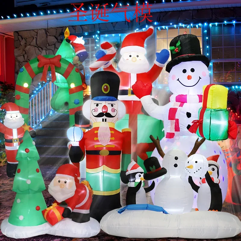 Christmas Inflatable Decoration Toy Built-in Led Lights Inflatable Model  Xmas Party Gongflable Old Snowman Inflatable Air Model