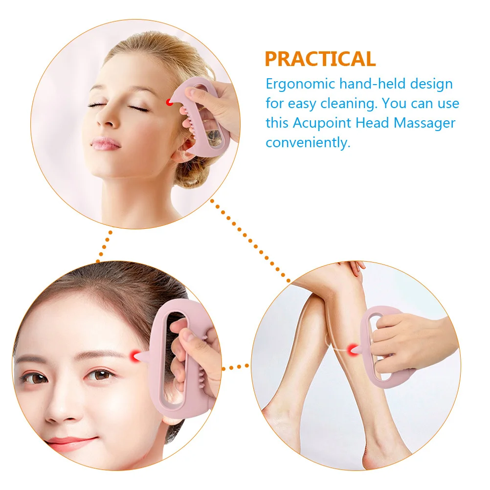 

Silicone Head Massager Portable Acupoint Scalp Massage Tool Ergonomic Handheld Design Stress Relief Compact Guasha Roller