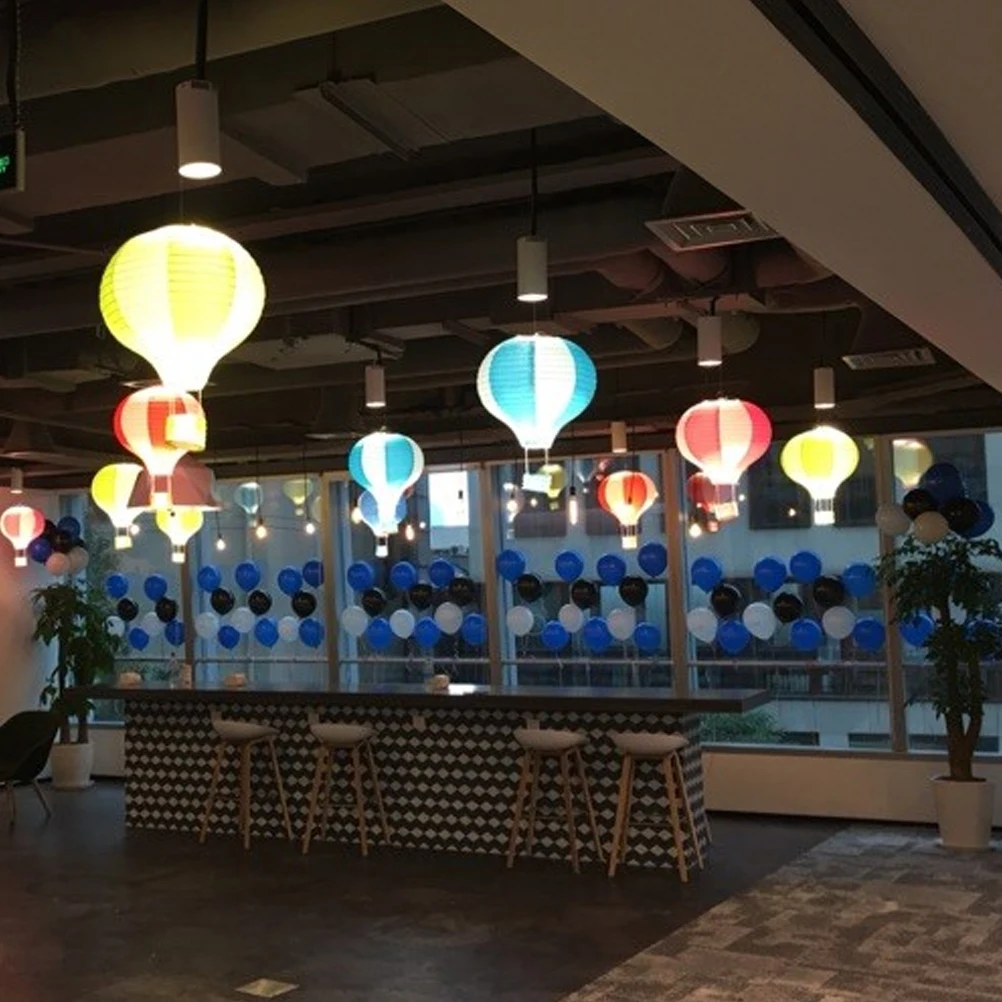 

30Cm Foldable Paper Light Blue White Stripe Decor For Wedding Party Market Hot Air Decoration