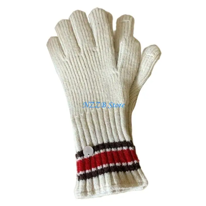 T21F قفازات حرارية محبوكة أنيقة كاملة الأصابع قفازات شتوية دافئة كاملة الأصابع #5
