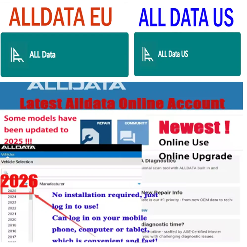AlldataEU 2026 النسخة الكاملة من برنامج Offline جميع البيانات للحساب عبر الإنترنت تسجيل العمل والاستخدام عبر الإنترنت لـ Autosoft 2