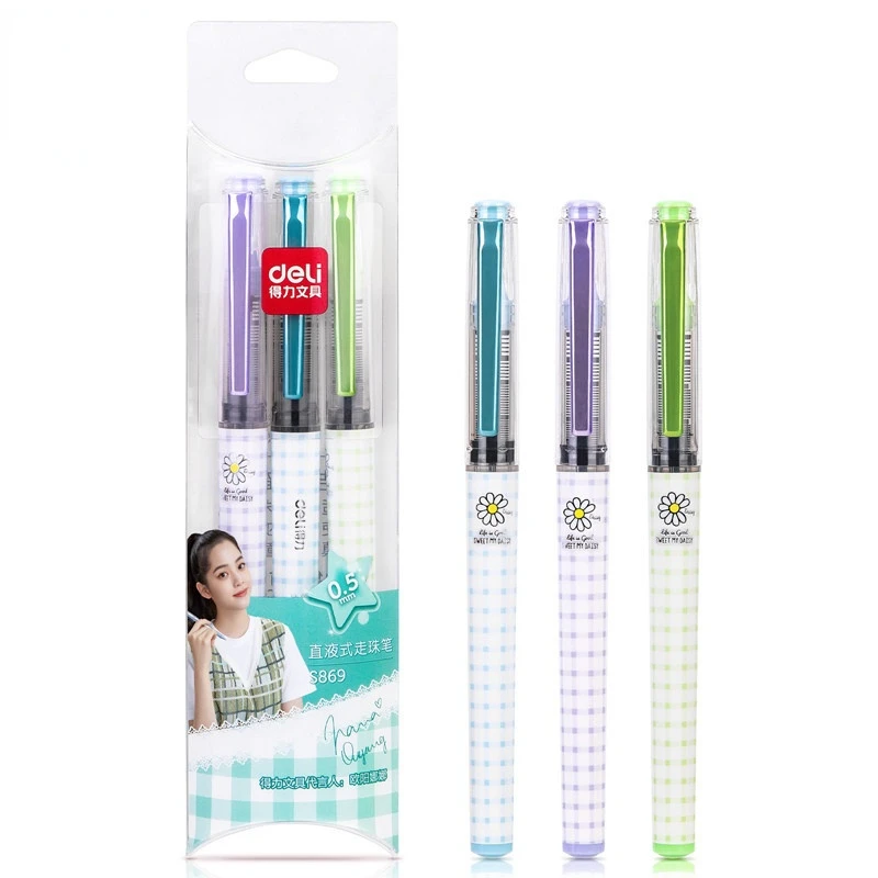 

3 Pcs/lot Cute Kawaii Direct Liquid Quick Dry Gel Ink Pens Rollerball Pen for School Office Stationery Office Accessories