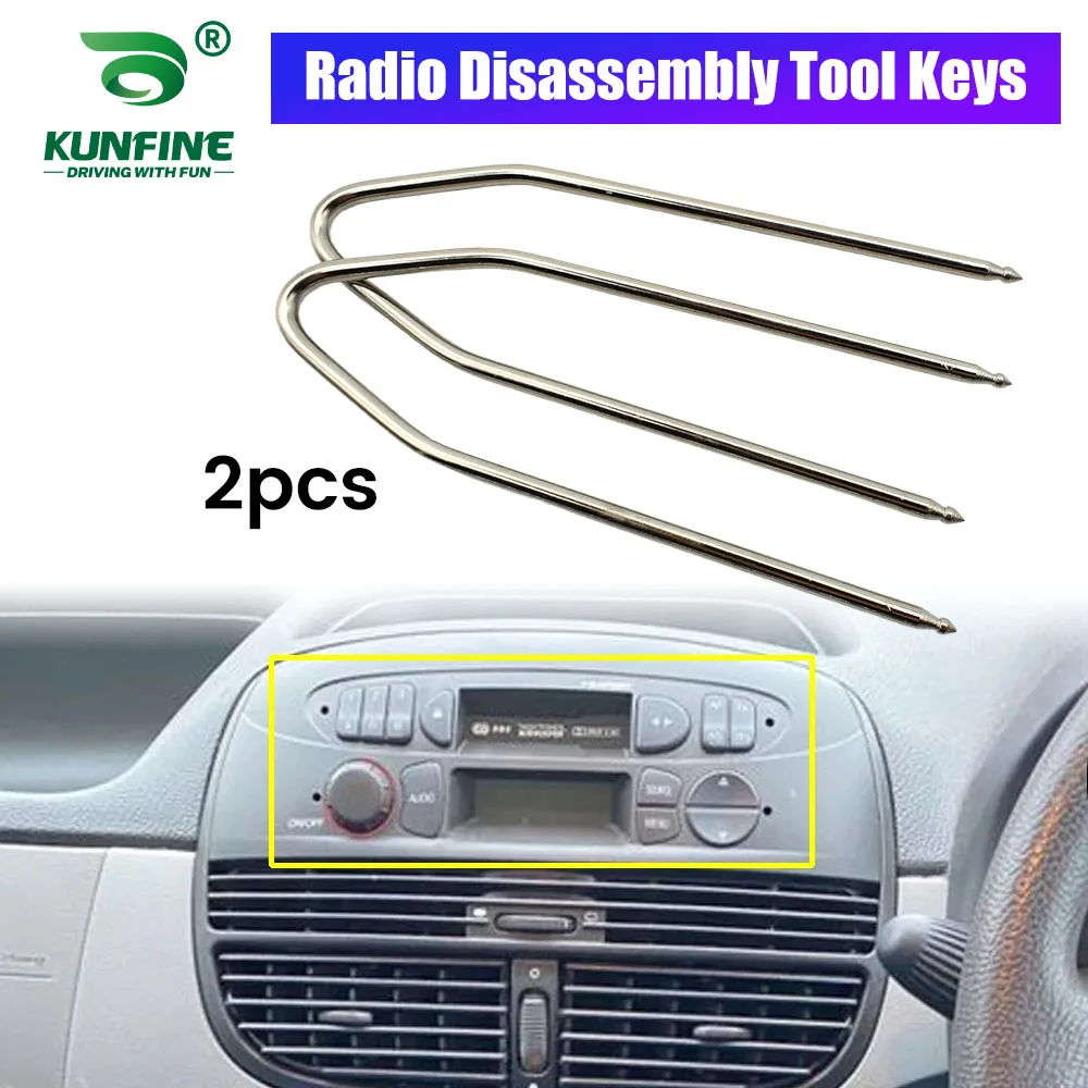 2Pcs Stereo Radio Removal Tools For Ford Peugeot Fiat Renault CD Disassembly Extractor Key Car Head Units Tools Accessories