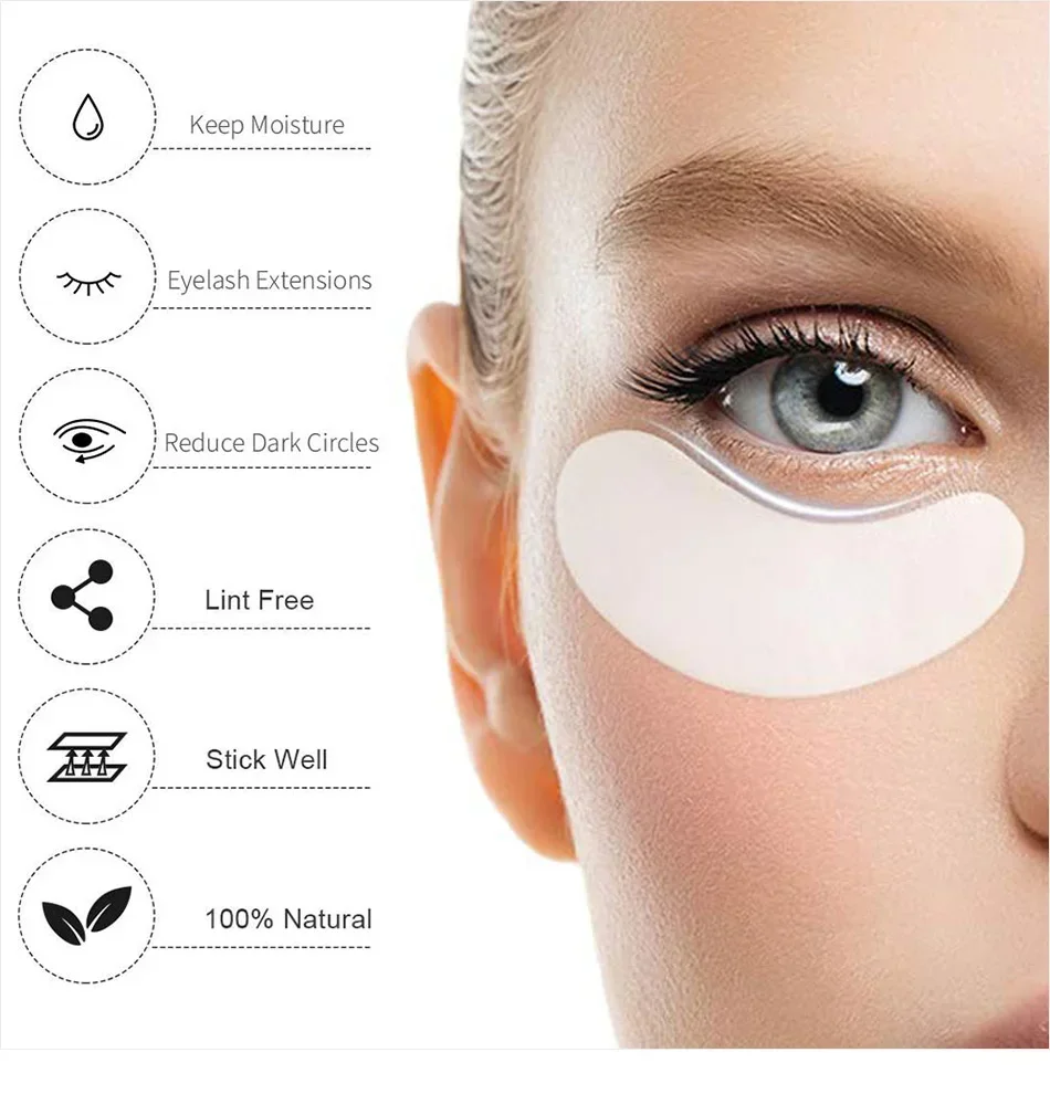 50/100 Paar Wimpern für Wimpernverlängerungen, Augenpads, Einweg-Patches unter den Wimpern, fusselfreie Aufkleber, Make-up-Wraps – Detail 6