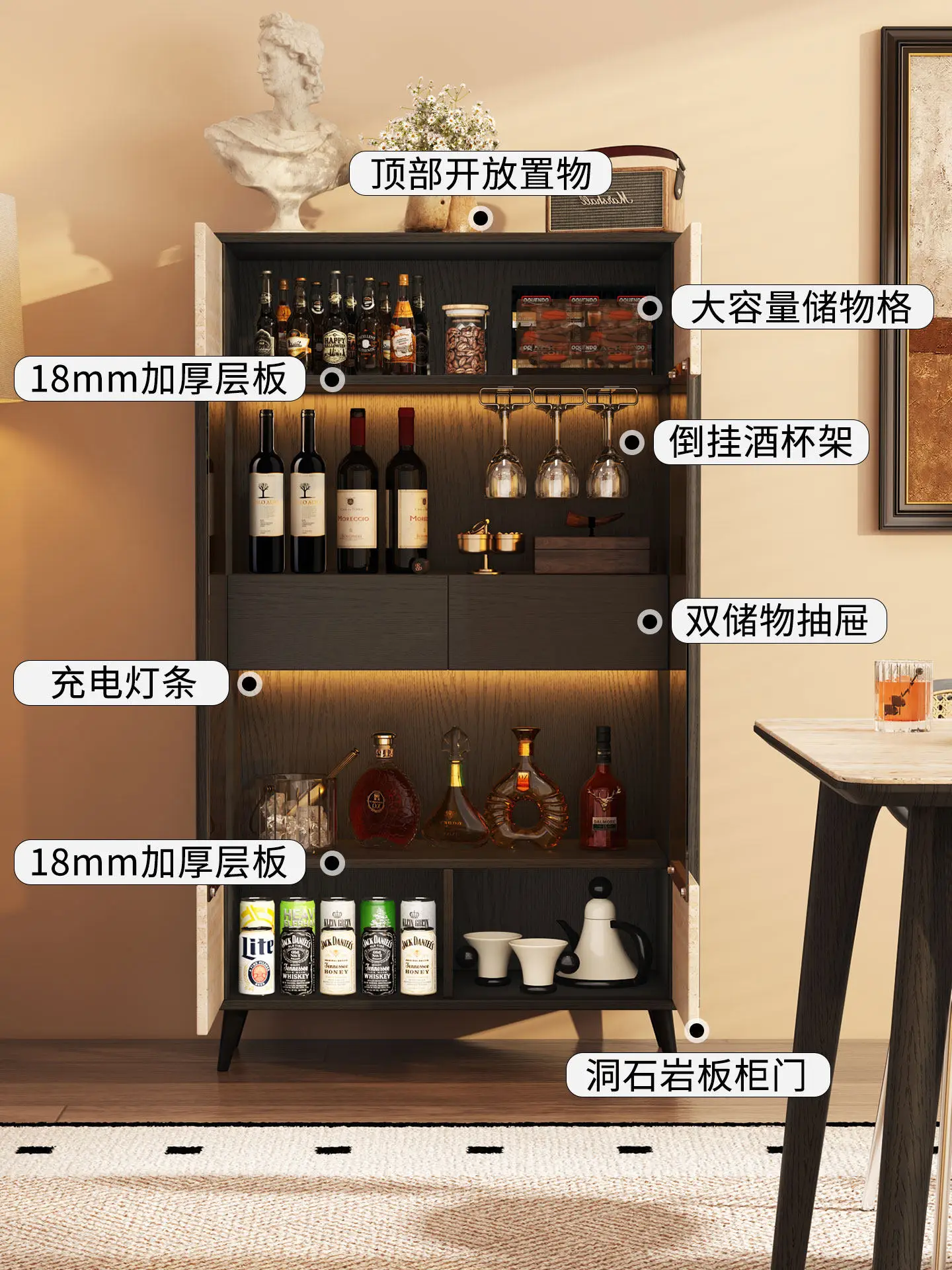 

Новый шкаф-витрина PYJ из массива дерева для гостиной, настенный, со встроенным боковым шкафчиком