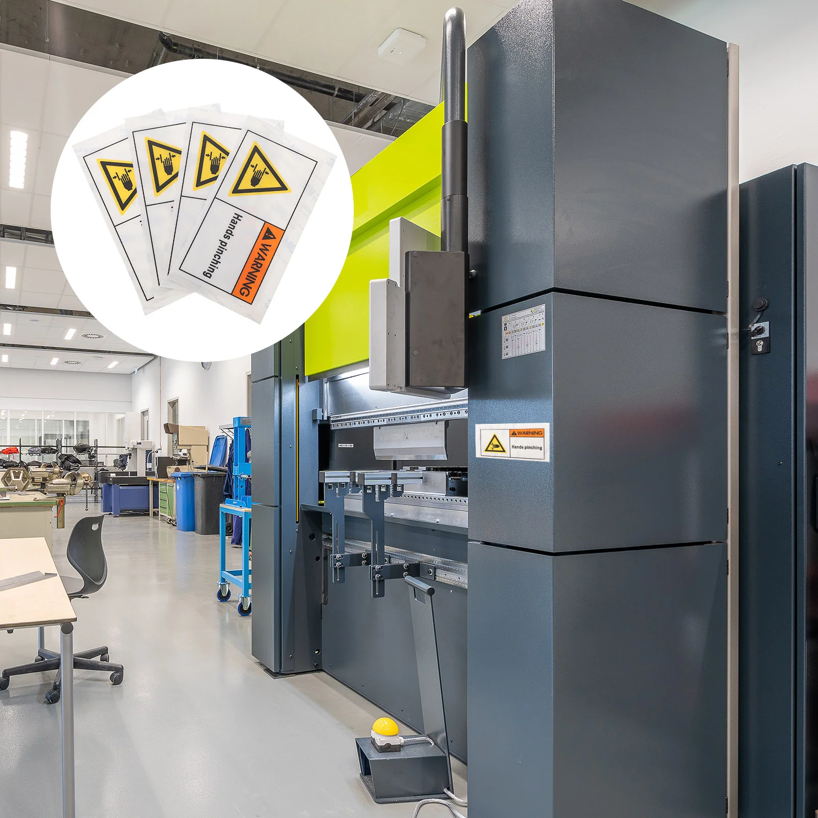 4 Pcs Warning Sign Sticker Hands Pinching Caution Small Paper Injury Safety Signs Machinery Equipment