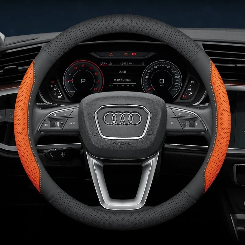 Perforated breathable Nappa leather new steering wheel cover 37-38cm For Audi 8V 8Y B8 B9 C78 4G8 4K8 D4 D5 8U F3 8R FY 4M 4MN