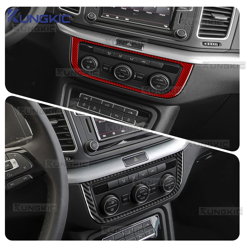 Sticker For Volkswagen Sharan 7N 2010 2011 2012 2013 2014 2015 2016 2017 2018 2019 2020-2023 Car Center CD Soft Carbon Fiber