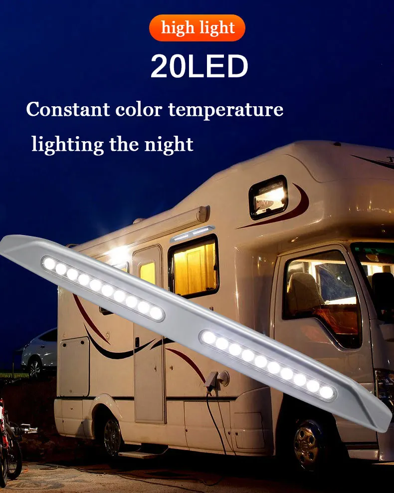 20 LED RV Awning Light Camper Trailer Marine van Exterior 12V Waterproof Camping Lamp No Radiation caravan accessories