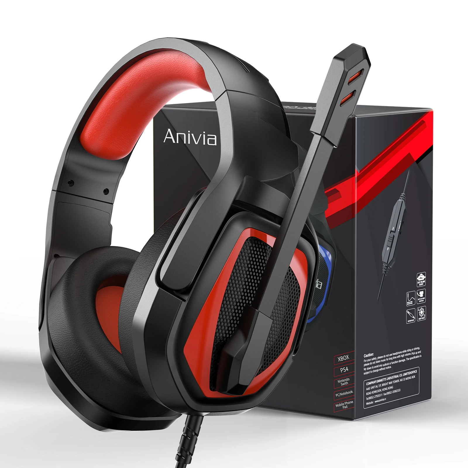 3.5mm Wired Gaming Headset with Microphone, Noise Isolating Over-Ear Design, Volume Control, Compatible with PS4/PC/PlayStation