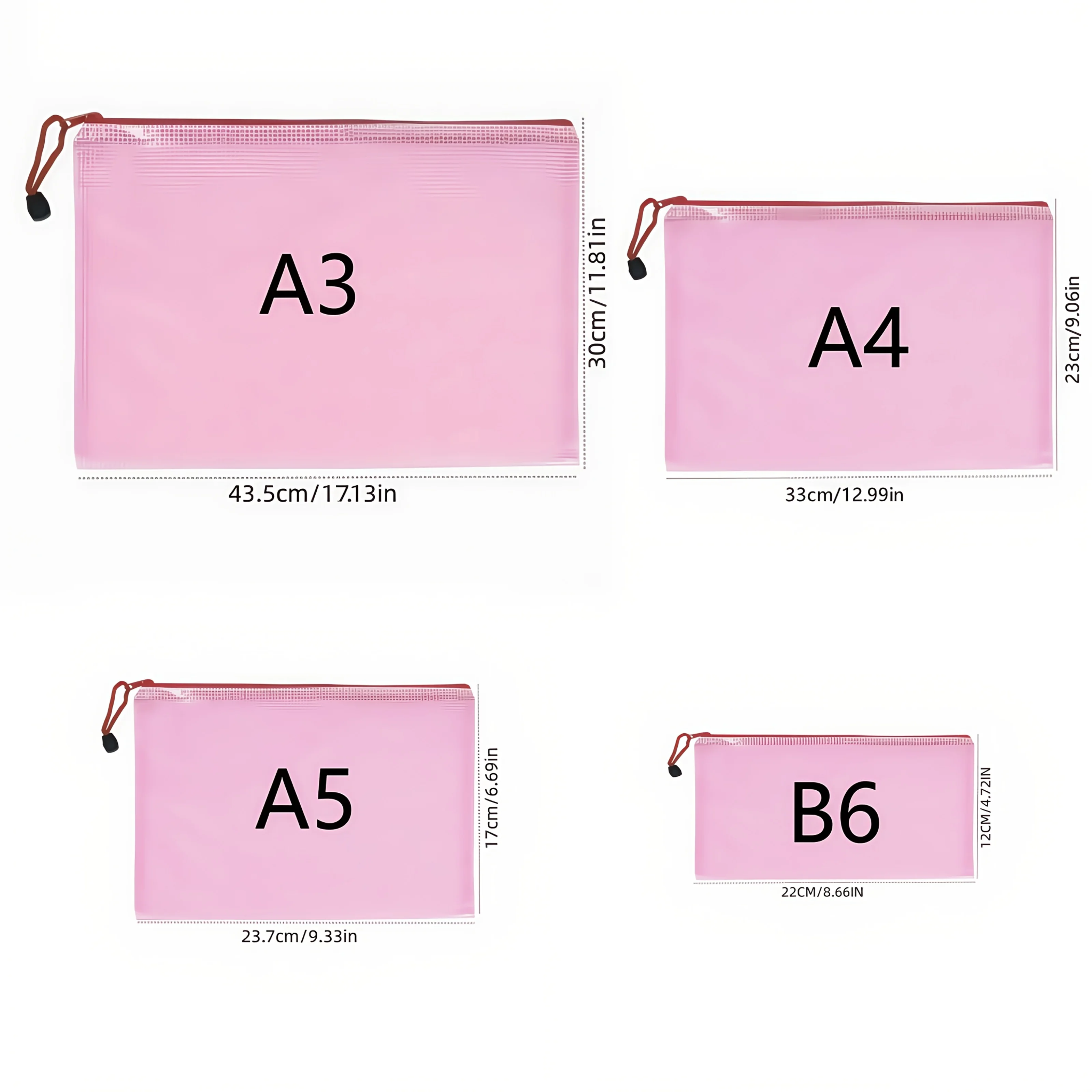 10-Pack Waterproof Mesh Zipper File Folders | A3/A4, 5 Color Options, Durable Multi-Use Storage for School, Office & Cosmetics