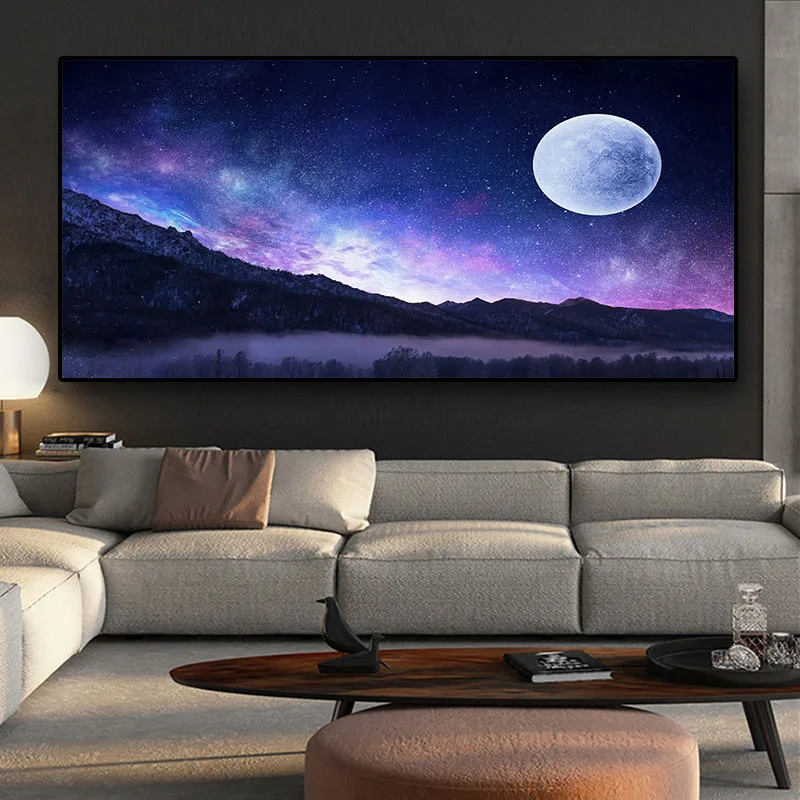 5D Diamond Painting Bedroom Full Drill Galaxy Moon Starry Sky Landscape, Cross Stitch, Wall Art, Home Decor, DIY Embroidery