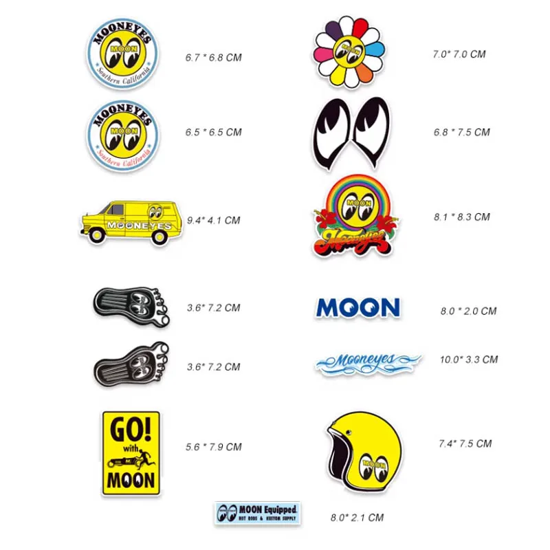 13 Pcs/Set Moon Series Vinyl Glossy Laptop Stickers Motorcycle Car Luggage Cup Skateboard Helmet Decoration Decals Waterproof