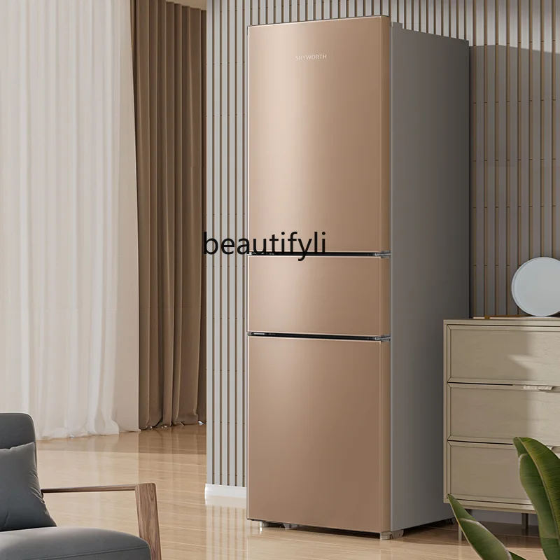 

Three-door household small refrigerator, energy-saving small refrigerator, low noise and electricity-saving rental dormitory