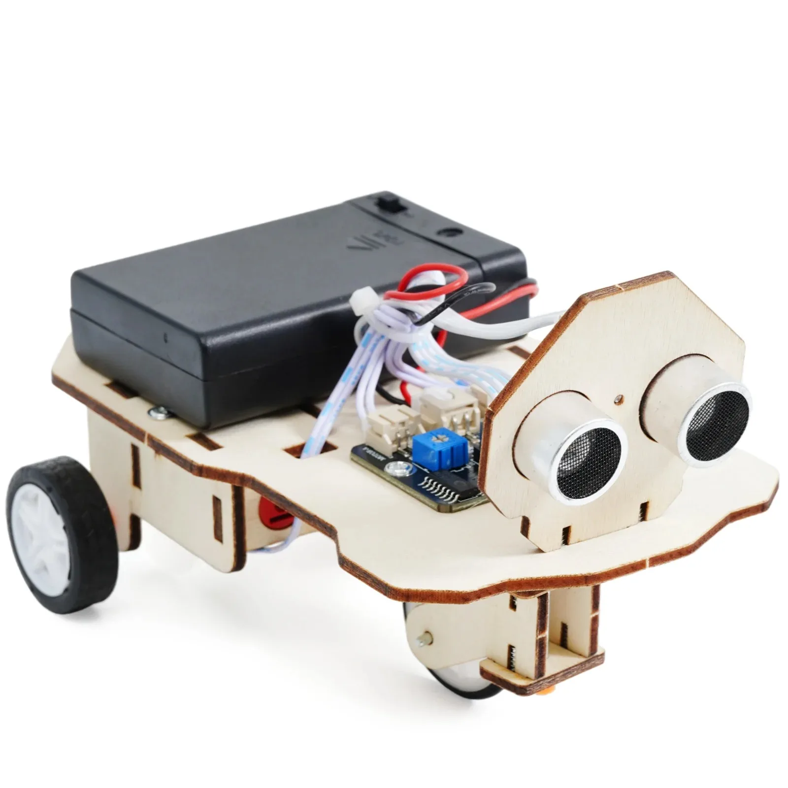 DIY Ultrasonic Obstacle Avoidance Trolley Kit for Kids Science Toy Educational Physics Experiment Model Assembling Learning Tool