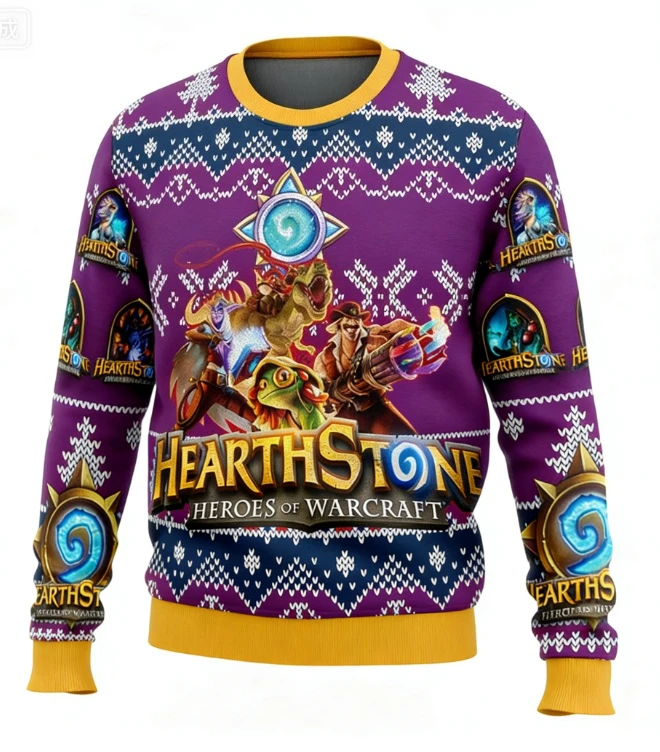 سترة بغطاء للرأس بأكمام طويلة مطبوعة ثلاثية الأبعاد من Hearth Stone Alt Ugly Christmas للرجال والنساء، سترة رياضية كاجوال للاستخدام الخارجي #6