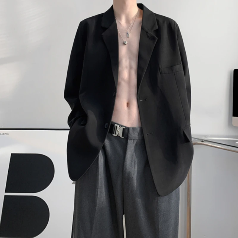 Men's British Dandy Style Three-Piece Suit Set Padded Shoulder Blazer Vest Pants Outfit Elegant Casual DK Uniform