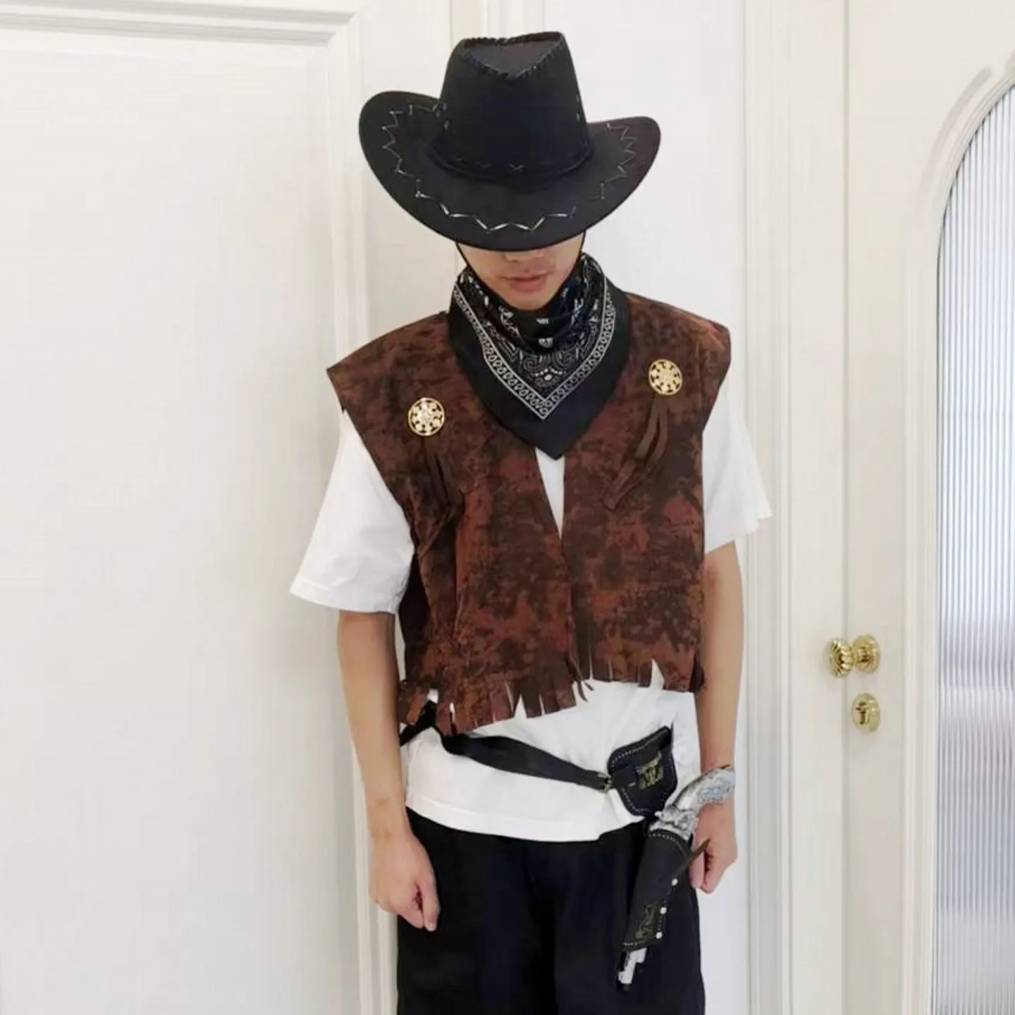 Retro Western Cowboy Fringe Vest Costume for Adults and Children Party Cosplay Performance Custome Props