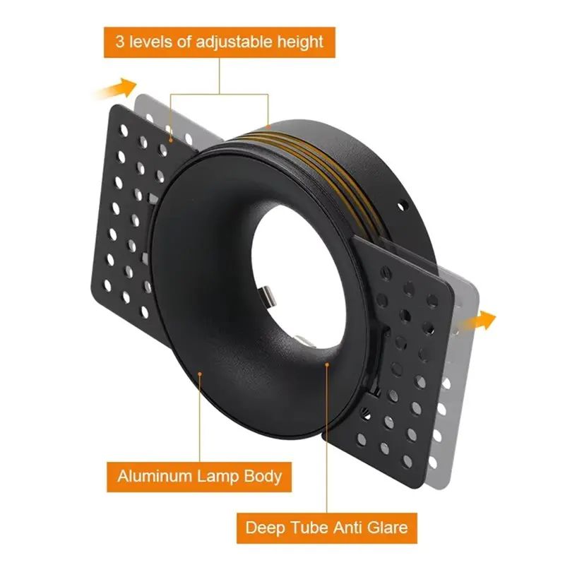 TFORU-Round Frameless Recessed LED Ceiling Downlight Fitting MR16 Bulb Holder Spot Light Adjustable Frame