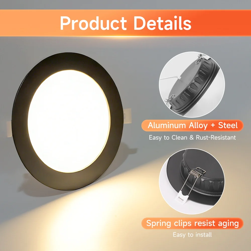 LED Downlight 6W 9W 12W 18W Recessed Round Ultra Thin Ceiling Lamp 220V Spotlight Living Room Kitchen Indoor Down Light Decor