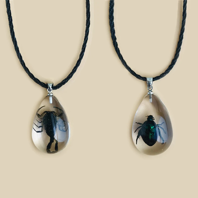 Gothic Resin Scorpion Pendant Necklace For Women Fashion Insect Specimen Vintage Necklace Aesthetic Jewelry